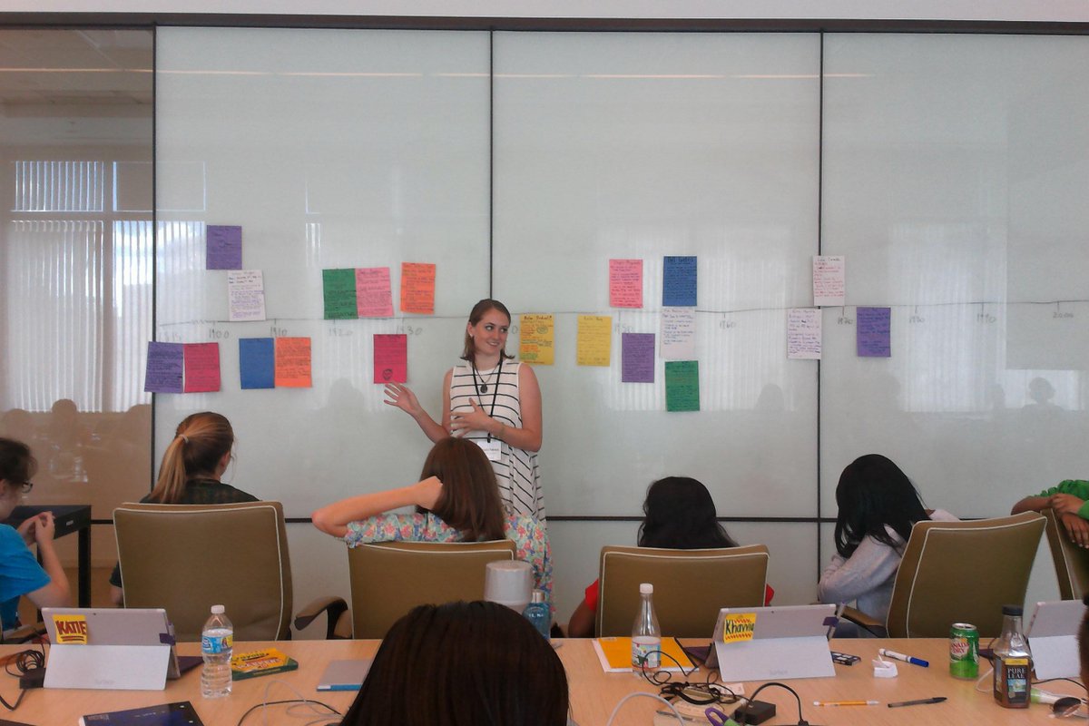 GWCMass's tweet image. Megan, a student in the @Microsoft classroom, helping explain instrumental actors in CS history! #GirlsCan #CShistory