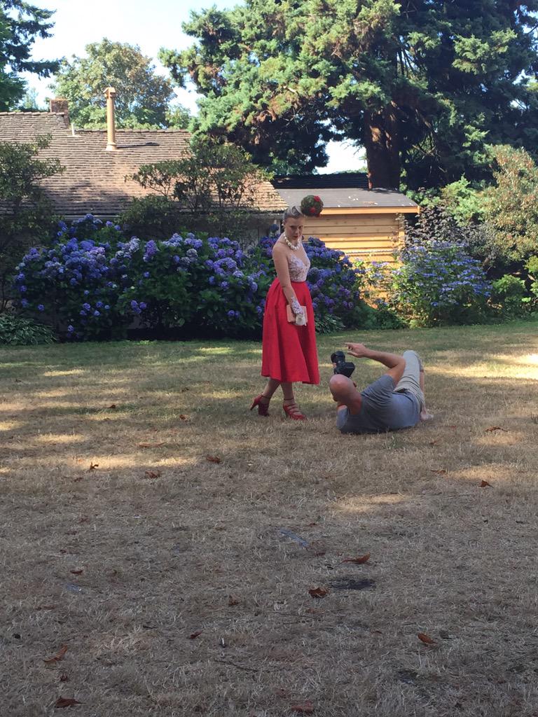 GardenPartyVan's tweet photo. The talented @CZuckermann taking fashion photos for the Garden Party Style Guide today at the @FishHouseSP #Vancouver http://t.co/uIY9nlWgaV