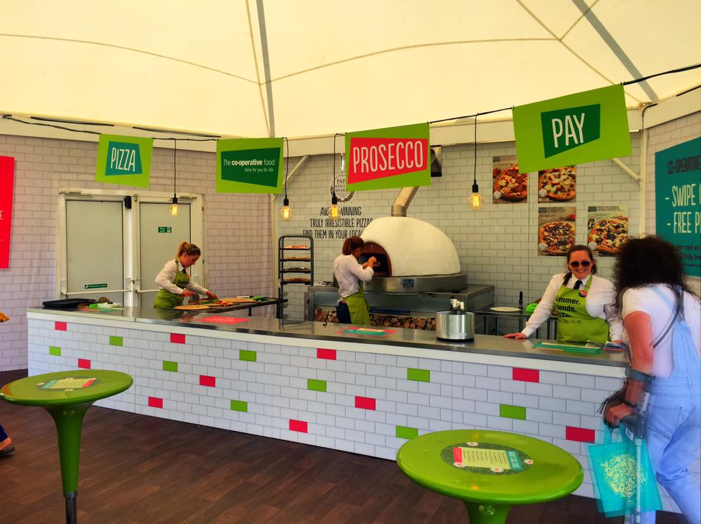 clapham common foodies festival cooking pizza for co-op 11am-8pm fri-Sunday all money to charity £4 pizza and bubbly