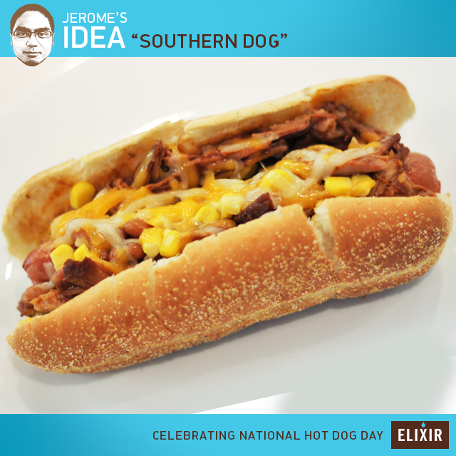 elixirmktg's tweet photo. The hearty dog! #NationalHotDogDay #agencylife #bestagency #workhardeatlots #foodie http://t.co/SDEnWUNevX