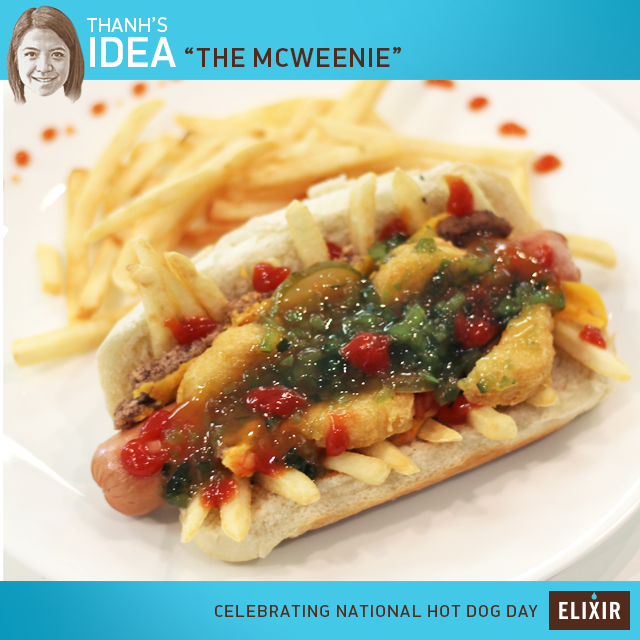 elixirmktg's tweet photo. The hearty dog! #NationalHotDogDay #agencylife #bestagency #workhardeatlots #foodie http://t.co/SDEnWUNevX