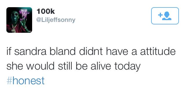 poookieboo's tweet image. This is disgusting. "Having an attitude" or "speaking your mind" is no justification for MURDER. #SandraBland
