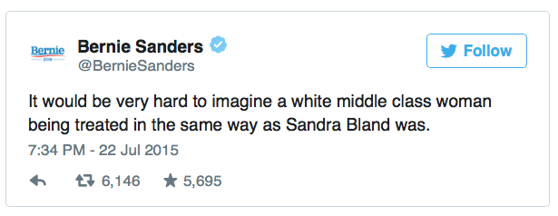 mic's tweet photo. Bernie Sanders just spoke the brutal truth about #SandraBland http://t.co/euNONdUmFM http://t.co/ijNusiB53G