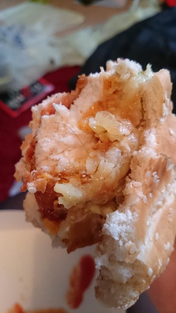 staceylt's tweet photo. @KFC_UKI love finding someone else's hair in my burgers!!!! #feelsicknow http://t.co/h2IJ7XraIq
