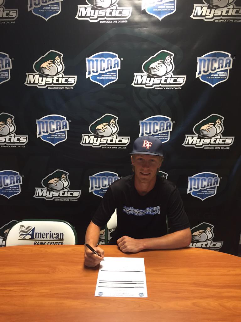 JTMueller2's tweet photo. BSC Baseball welcomes the signing of @JaredWalters11 of Mandan to next year's team! #Mystics http://t.co/mUVnuFQBNi