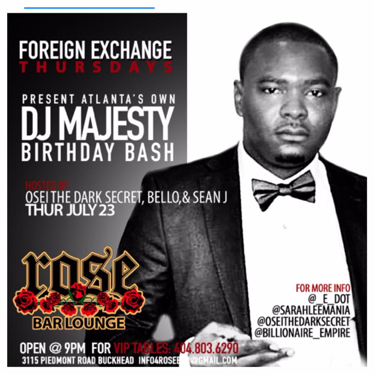 ATL_DANKIRA's tweet photo. Tonight we are celebrating the international @djmajesty birthday party @RoseBarlounge  no cover doors open 10pm http://t.co/3OG1Eo5wet