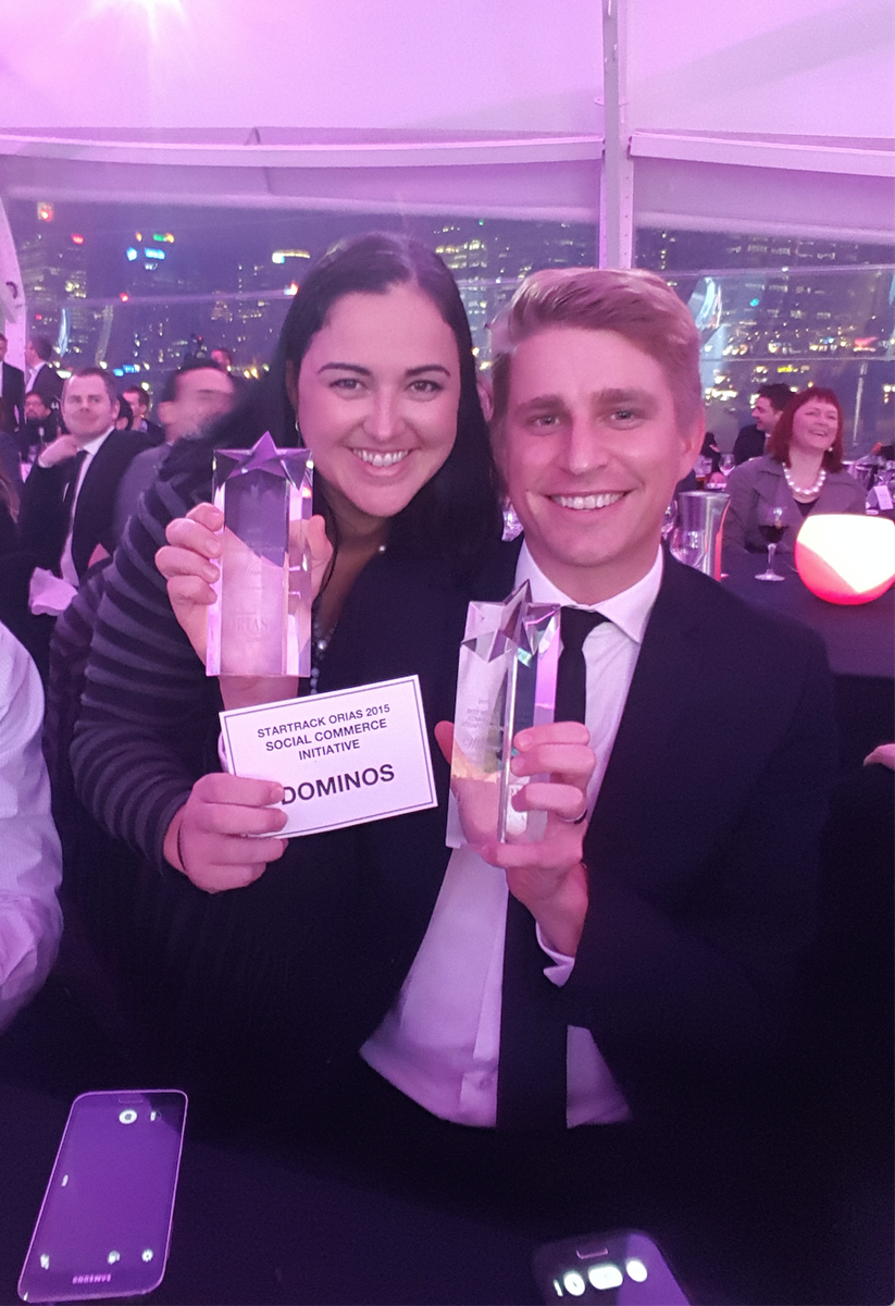 thoughtworks's tweet photo. Stoked that @Dominos_AU won best #socialcommerce &amp; best #mobilecommerce initiative at #STORIAS15! @PizzaMogulAu http://t.co/loFWanoyhk