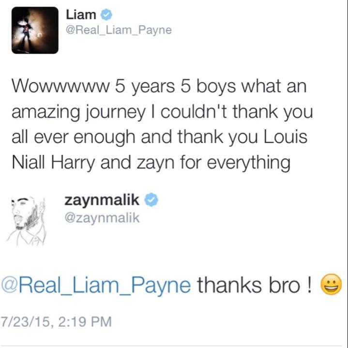 racheltommo_'s tweet photo. This is the cutest thing everβ€οΈππππΌ #5YearsForOneDirection #5YearsDownAndForeverToCome @Real_Liam_Payne @zaynmalik http://t.co/33t7RJHidh