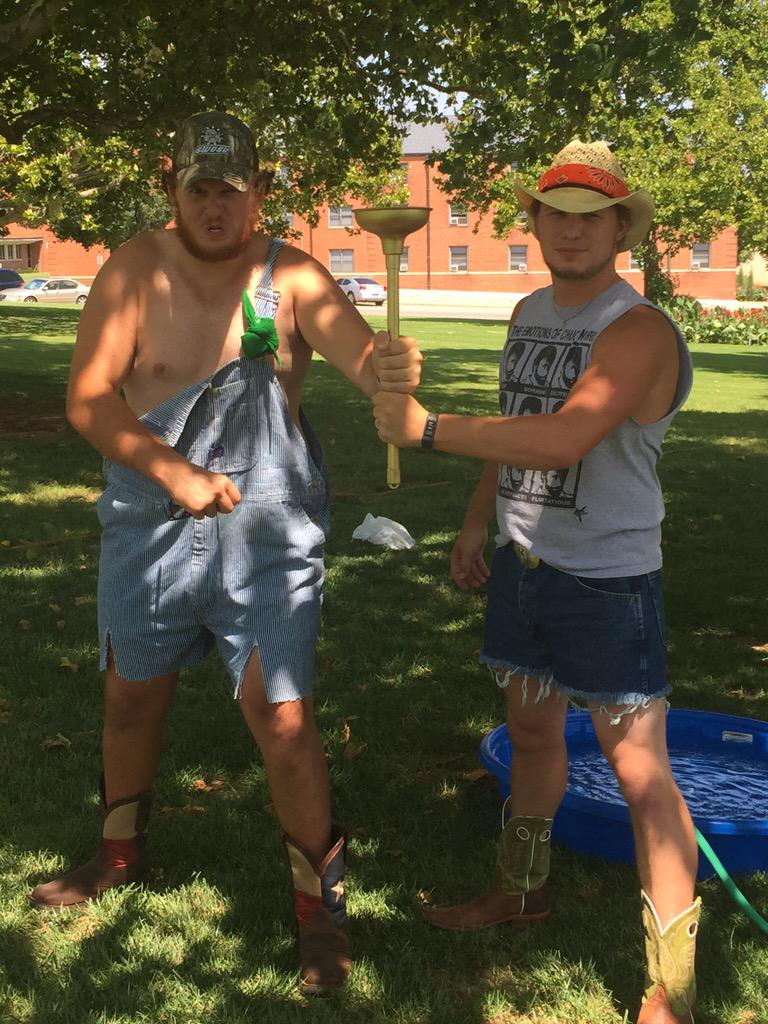 SWCampDuke's tweet photo. We're ready for the Redneck/Water Olympics! Which team will win the #GoldenPlunger?? http://t.co/ZJ97WUiaLr