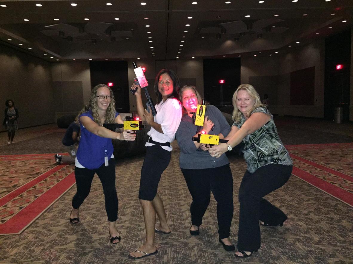 neridley's tweet photo. Laser tag team bonding! Don't mess with staffing! #FLBlueLife #HSGFB http://t.co/cilATcy8pX