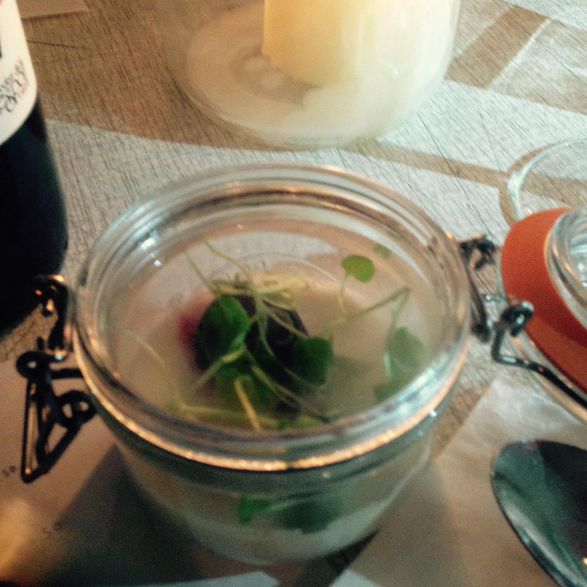 eatwithlondon's tweet photo. Beautifully creative dishes at @3lilbirdsLDN - Gazpacho Granita, Mackerel, Pork Dumpling + Smoked Goat's Cheese! http://t.co/sYdselnuXi