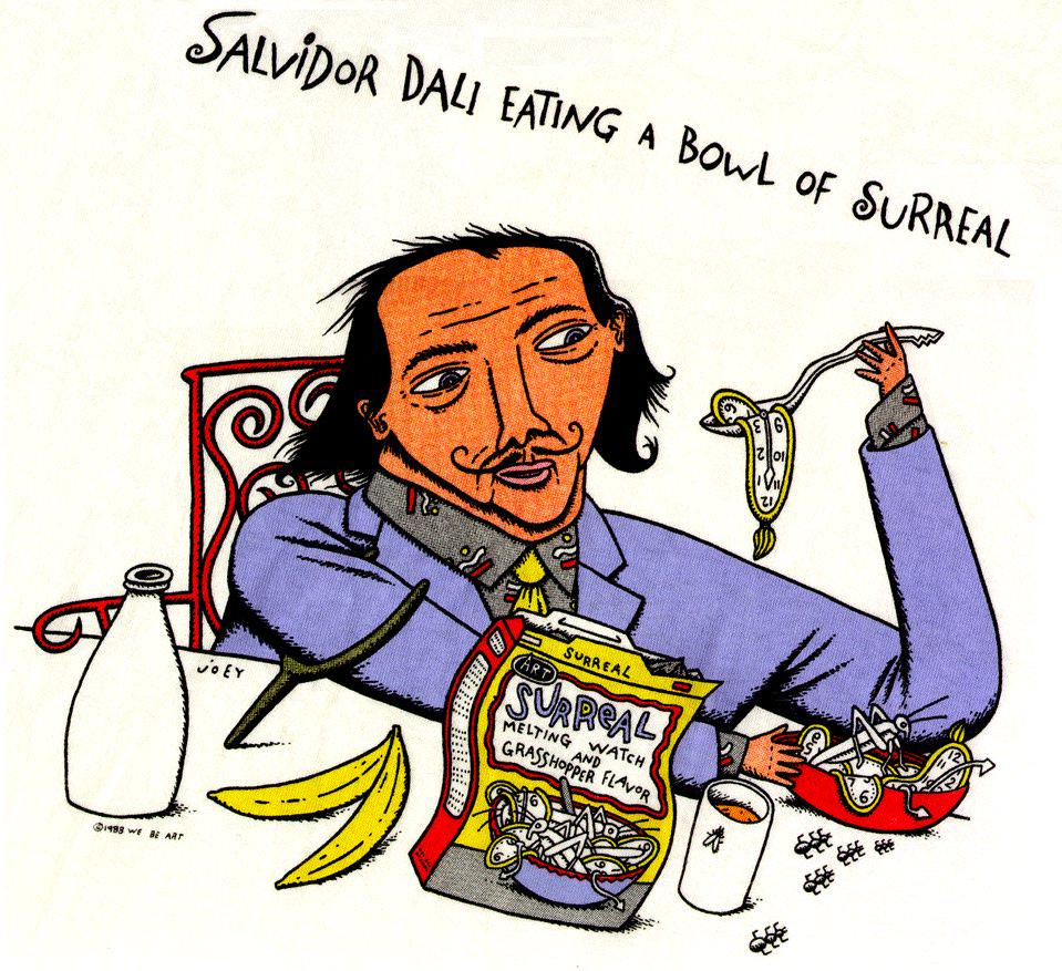 KeepStPeteLocal's tweet photo. RT @TheDali: What does #SalvadorDali eat for breakfast?... SURREAL. 
#TellAnOldJokeDay http://t.co/WAgOcs7XuU
