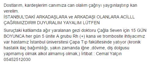 piskolecikdeli's tweet photo. @barisatay ÇOK ACİL
Suruç'ta yaralanan arkadaşımızın A rh(+) kan ve trombosite ihtiyacı var.
bilgi görselde. http://t.co/Qpp8WX5wLd