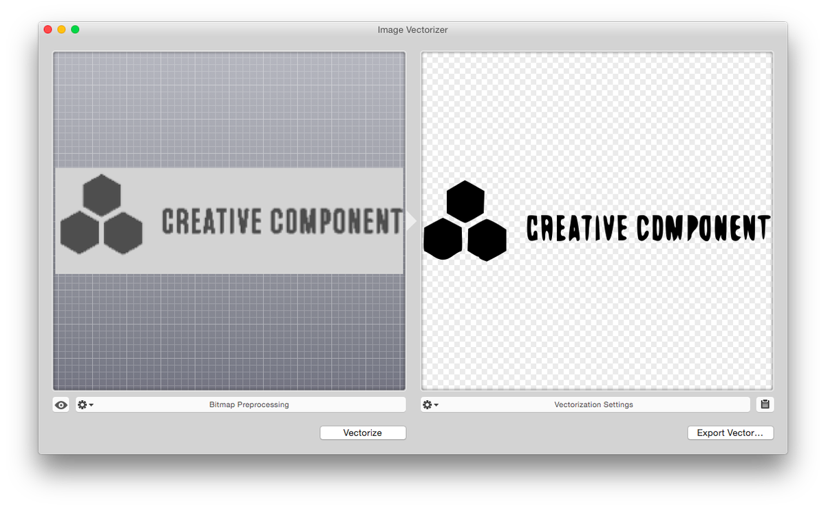 ImageVectorizer's tweet image. @pixelmelter I can't reproduce this. Reconstructing your image at 272x83, and with default settings, I get this.