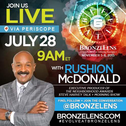 BronzeLens's tweet photo. Join @BronzeLens EP @katbertrand in a conversation with @RushionMcDonald via #Periscope #EvolveAtBronzeLens #film http://t.co/tAuxJuq2Te