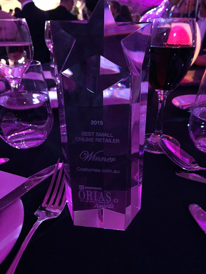 Costumes_Com_Au's tweet photo. Very happy team @Costumes_Com_Au Winners of Best Small Online Retailer 2015! #STORIAS15 http://t.co/yKVC65FnlN