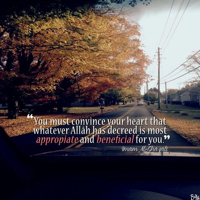 Yakinkan kepada hati bahwa apa yg telah Allah tetapkan adalah yg tepat dan pasti bermanfaat untuk hidup kita.