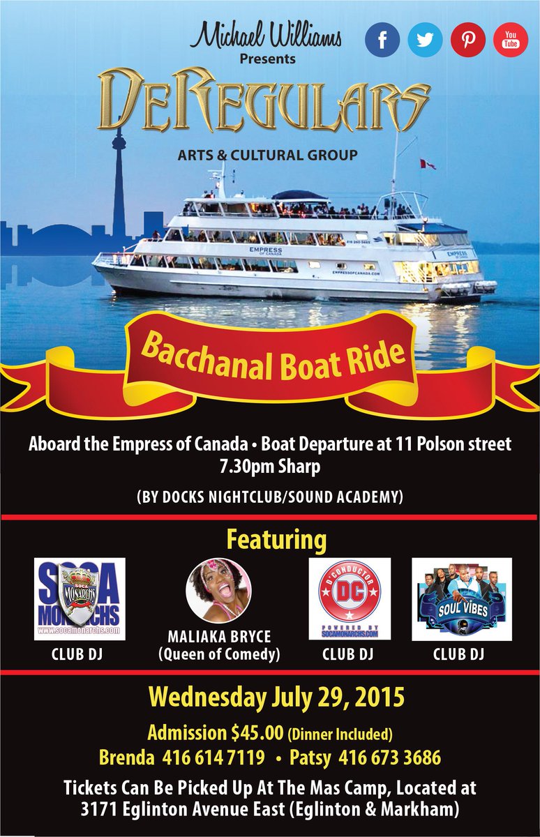 DeRegulars's tweet image. Bacchanal Boatcruise is approaching DJ's are now Soca Monarchs &amp;amp; Soca Vibes  #DeRegulars #CelebrateLife #Caribana2015