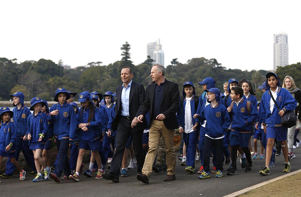 HonTonyAbbott's tweet photo. Making every step count at the Step-a-thon for Kids this morning. Great initiative by @MCRI_for_kids #stepathon2015 http://t.co/5AvGTkABtn