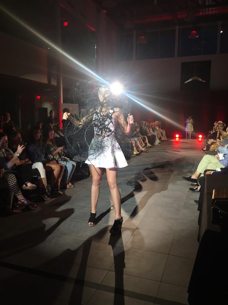 SalArmySTL's tweet photo. Morgan Mason created this piece using materials frm broken instruments! Model @rayrayMcdayday #GarbageGala http://t.co/KcFBPEG96A