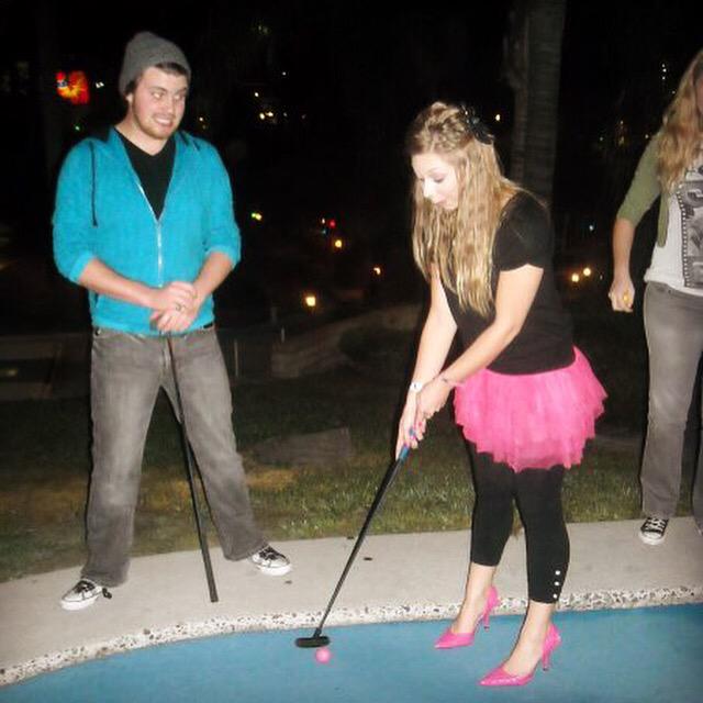 ShellyandJoeLA's tweet photo. #tbt to mini golf for Shelly's birthday! #minigolf #minishirt #longhair #converse #highheals #throwbackthursdays http://t.co/tntHR5hE2x