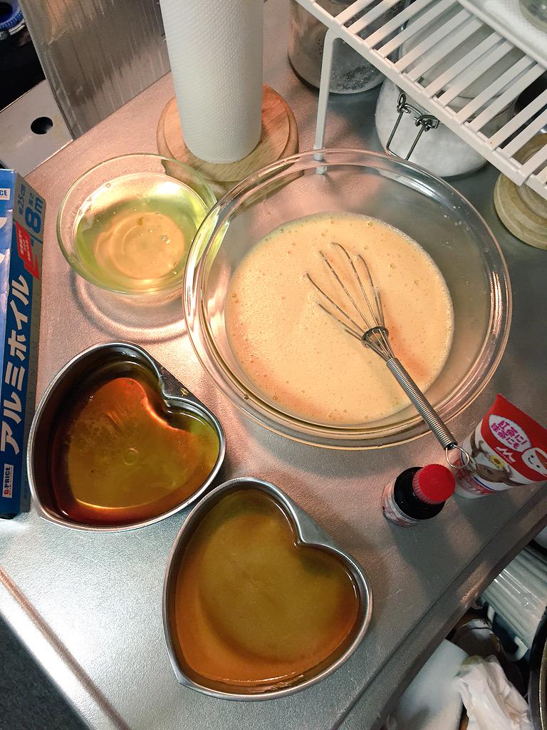 iheartMaj's tweet image. leche flan making today! ❤️ *excited* #TGIF #togetherwecook #kitchenonceagain w/ @twinmajake