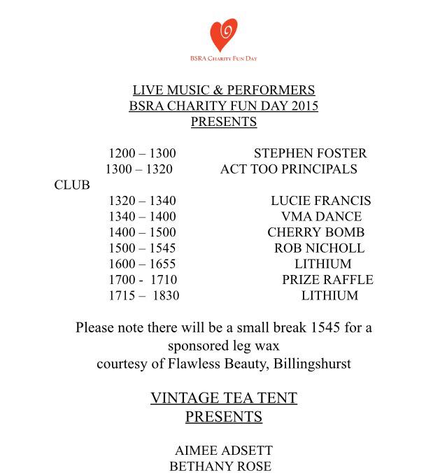 BSRAcharityfday's tweet photo. Sunday 2nd August 12-6pm Jubilee Fields, Billingshurst RH14 9HY @ChestnutSussex @kssairambulance #music #charity http://t.co/VtD4E03sha