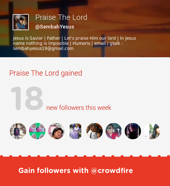 Fab tweeps <a href="/Josuacrispo/">Jo</a> <a href="/lisarahmawati91/">Lisa_rahmawati</a> <a href="/jhonyfu1/">jhony fu</a> &amp; more followed me. Grow with crowdfireapp.com/?r=twp