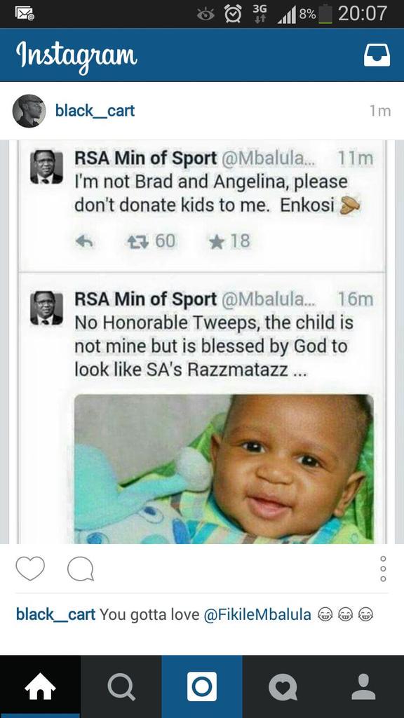 interesting_sa's tweet photo. Meet the always charismatic South African Sports and Recreation Minister @MbalulaFikile http://t.co/BlAxfxPpbZ