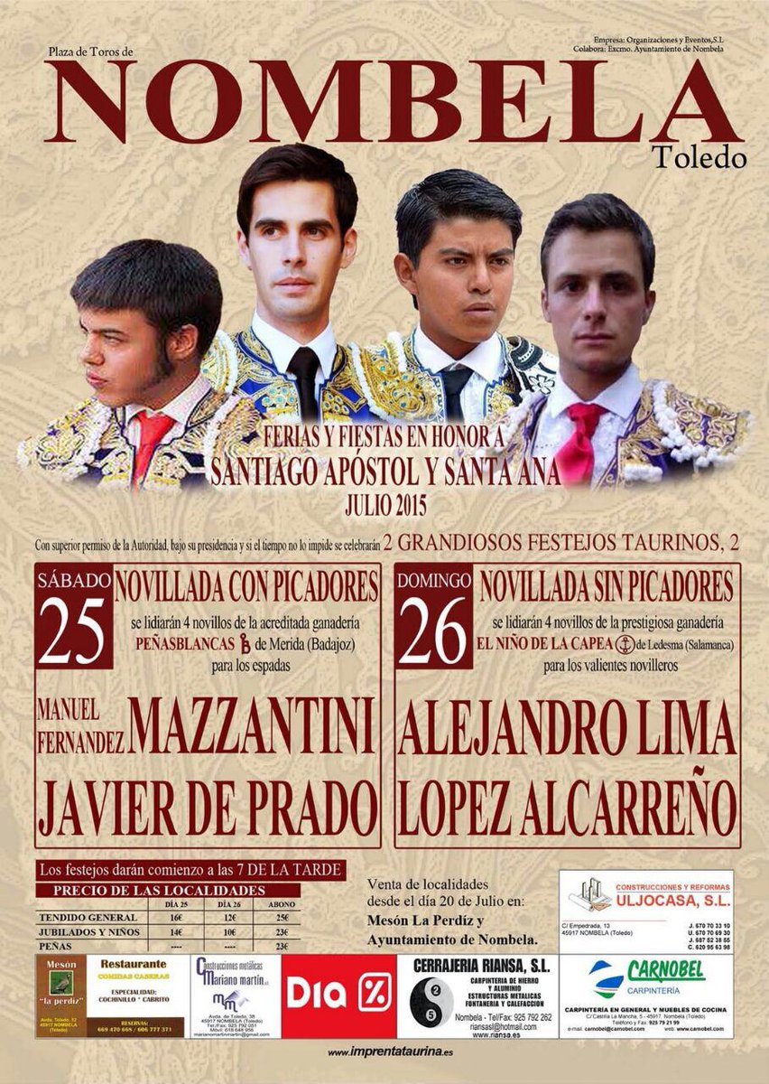 orgyeventos's tweet photo. Feria Taurina de Nombela. 25 y 26 de julio 
Te la vas a perder ? http://t.co/1xXaA9X4HS