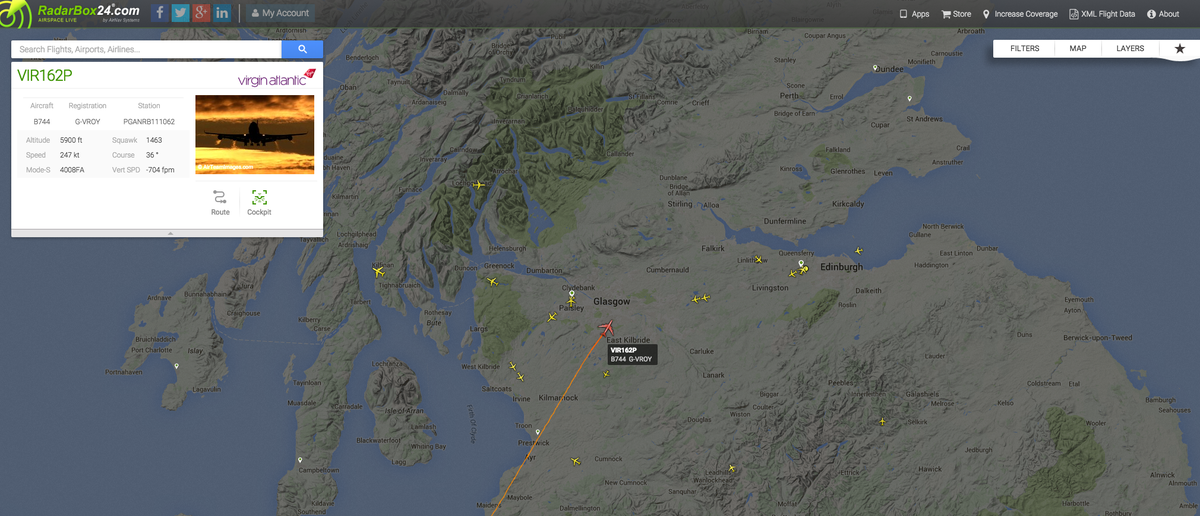 AirNavRadar's tweet photo. .@VirginAtlantic
is positioning Boeing 747 to Glasgow to operate today's #VS71 to Orlando
http://t.co/MMEjx6FzpT http://t.co/I6bXD212xw