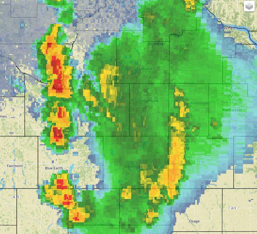 4AMTstorms w/ small hail & heavy rain for Blue Earth, Faribault