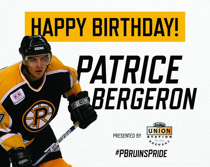 The Providence Bruins and Union Station Brewery would like to wish Patrice Bergeron a Happy Birthday! 