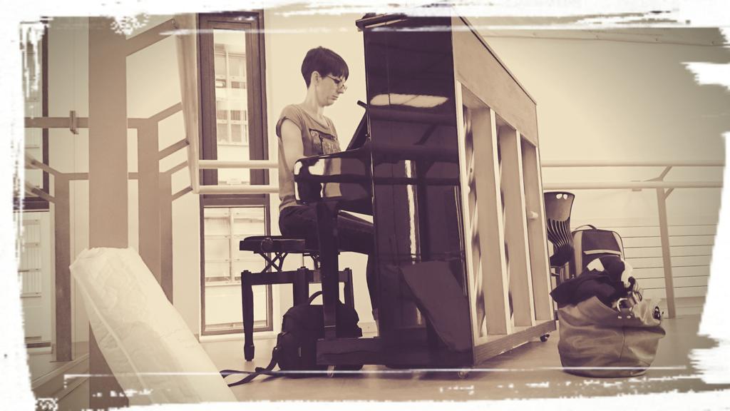Our composer Amy Mallett, hard at work #rehearsal #creative #team! #1daytogo danceeast.Co.uk