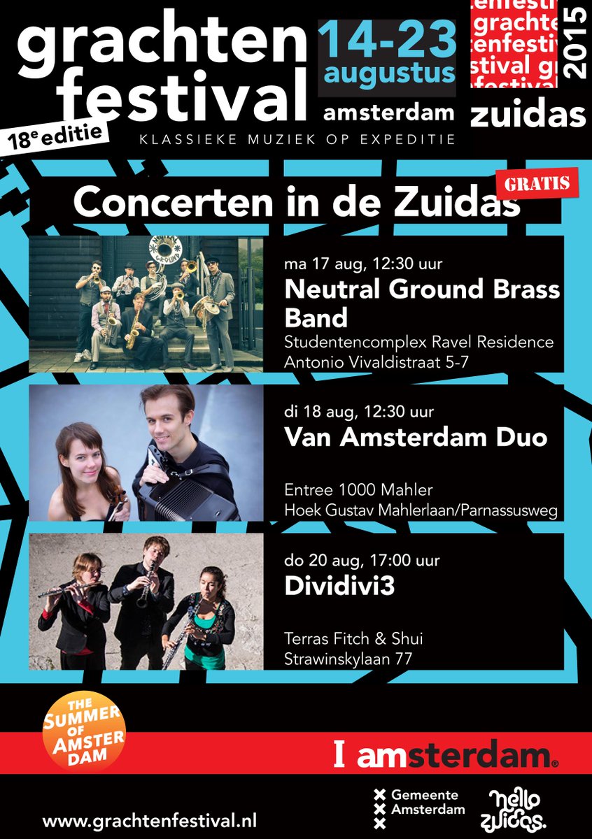 Het #Grachtenfestival programma in #Zuidas is bekend!
