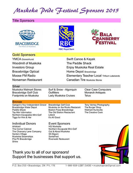 Support those who support us. 

RT <a href="/muskokapride/">Muskoka Pride</a>: Thank you to our 2015 sponsors  muskokapride.com/2015-sponsors.…