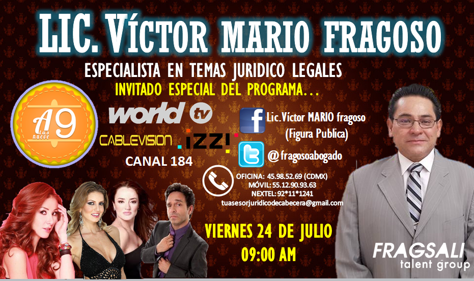 fragosomanager's tweet photo. Hoy en @alas9_oficial @canal_wtv el especialista jurídico @fragosoabogado hablara sobre el #ProcesodeDivorcio http://t.co/JN1UU1xM3T