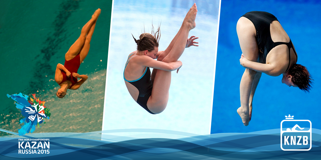 Inge Jansen, <a href="/Celineee92/">Celine van Duijn</a> &amp; @uschifreitag vertegenwoordigen Nederland bij het schoonspringen. Succes dames! #Kazan2015