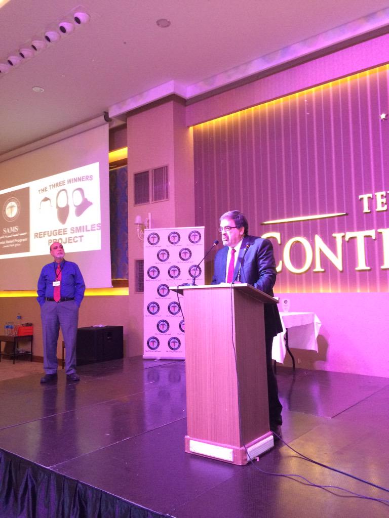sahloul's tweet photo. Heartwarming speech by Mr. Barakat in the memory of his son #DeahBarakat #Razan & #Yusr at #SAMS15thIC @sams_usa http://t.co/eWRhXlYSiV