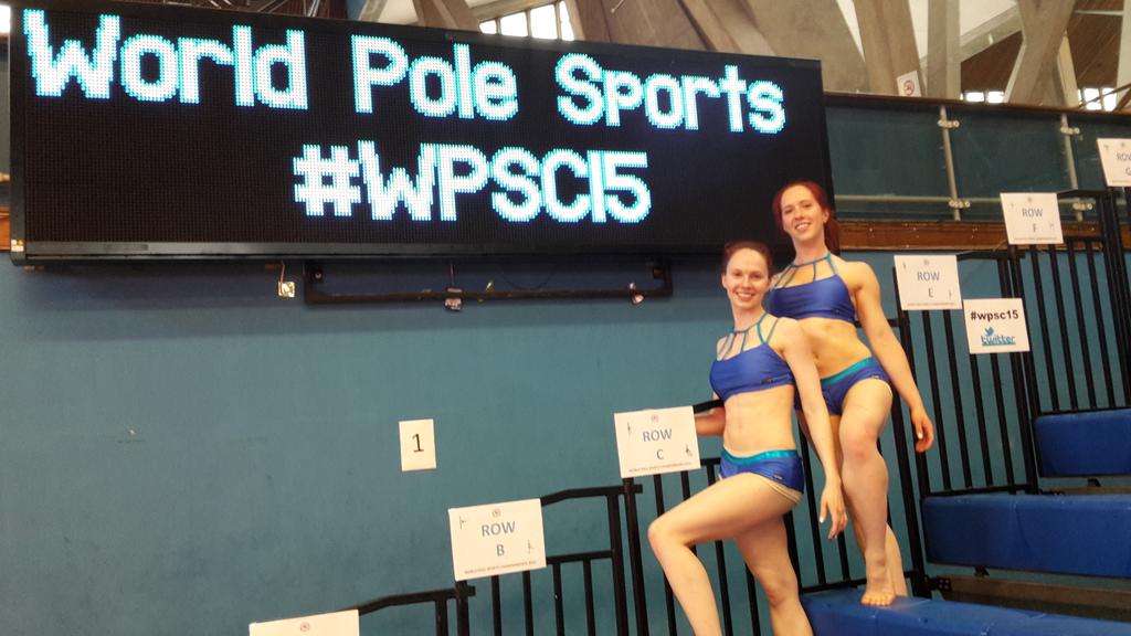 KrisWalkerPole's tweet photo. Post rehearsal wearing @Backbone_Pole @IPSFpolesports #wpsc15 All ready for tomorrow! @Heatherariel90 #poledoubles http://t.co/0WzyO5VaA0