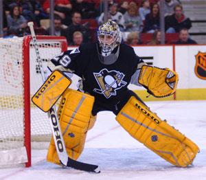 Marc-Andre Fleury strutting the catwalk in his yellow pads and