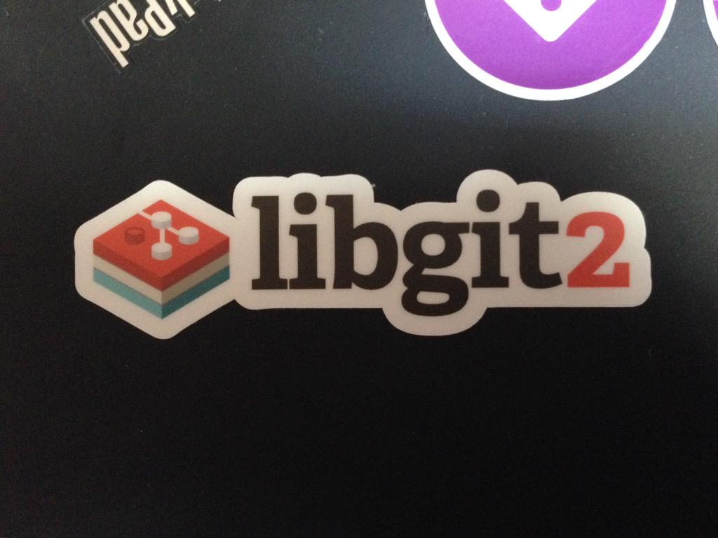 ethomson's tweet image. Boosted the awesome of my laptop with this #libgit2 sticker.  Get yourself one.  stickermule.com/marketplace/65…