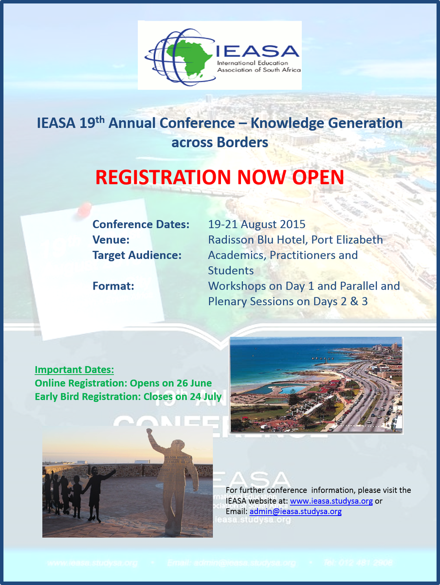 IEASA2015's tweet photo. Reminder:19th Annual IEASA Conference. Register at http://t.co/WBQdkMROMu #IEASAConference #KnowledgeAcrossBorders http://t.co/Aj9pJNtLP8