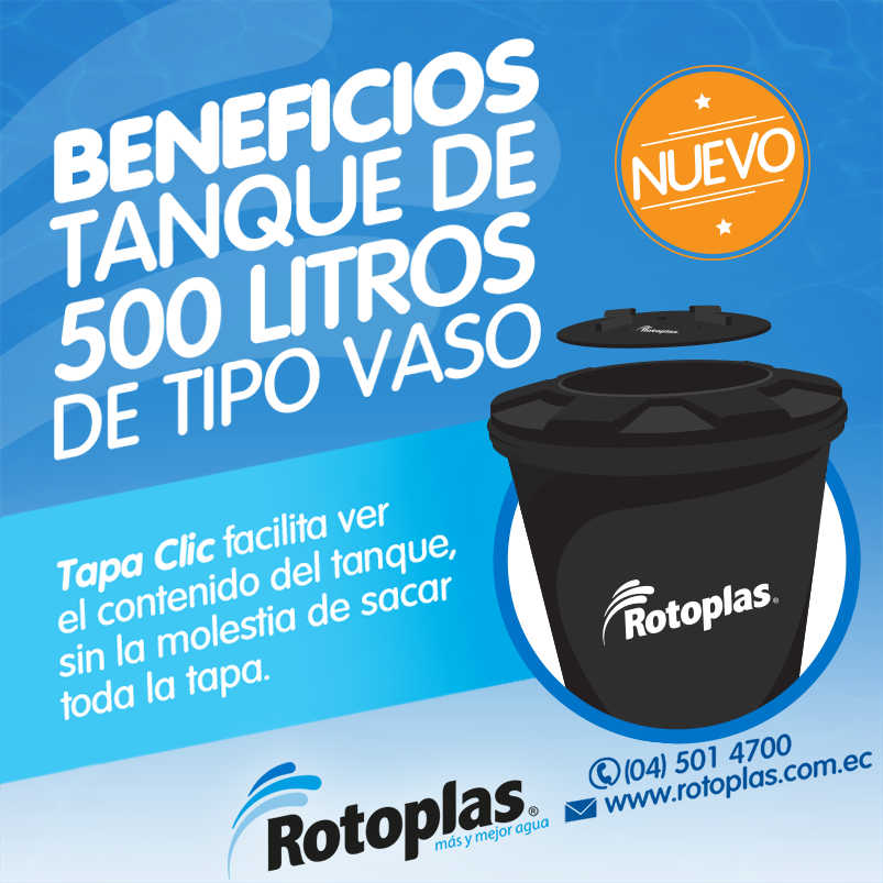 RotoplasEcuador's tweet photo. Nuestros Tanques Tipo Vaso de 500 litros te hacen la vida más fácil con su tapa clic. 💦 http://t.co/DCTuSU2ghF