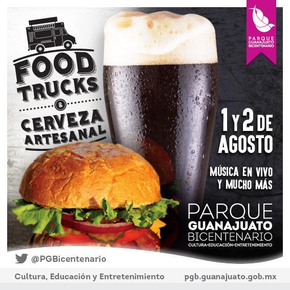 PGBicentenario's tweet photo. 1 y 2 de agosto #FoodTruks y #Cerveza Tradicional de #Guanajuato serán las estrellas en @PGBicentenario #VeranoEnPGB http://t.co/yj8jhRQLzM