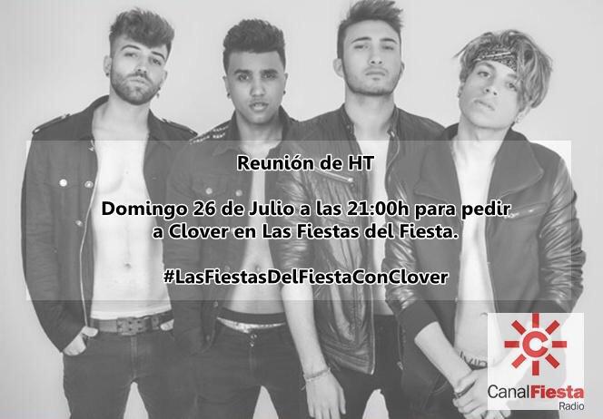 CFO_CloverSpain's tweet photo. ¡Este Domingo a las 21:00h nos volvemos a reunir para pedir a @CloverOficial en las Fiestas del Fiesta! 🍀🔝 http://t.co/gzTjb65PrT