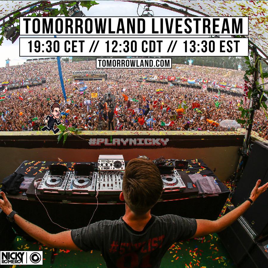 nickyromero's tweet photo. WOOHOO @tomorrowland! 30 min left! 🎥http://t.co/i083l9wtHV http://t.co/aWjsKekZqe