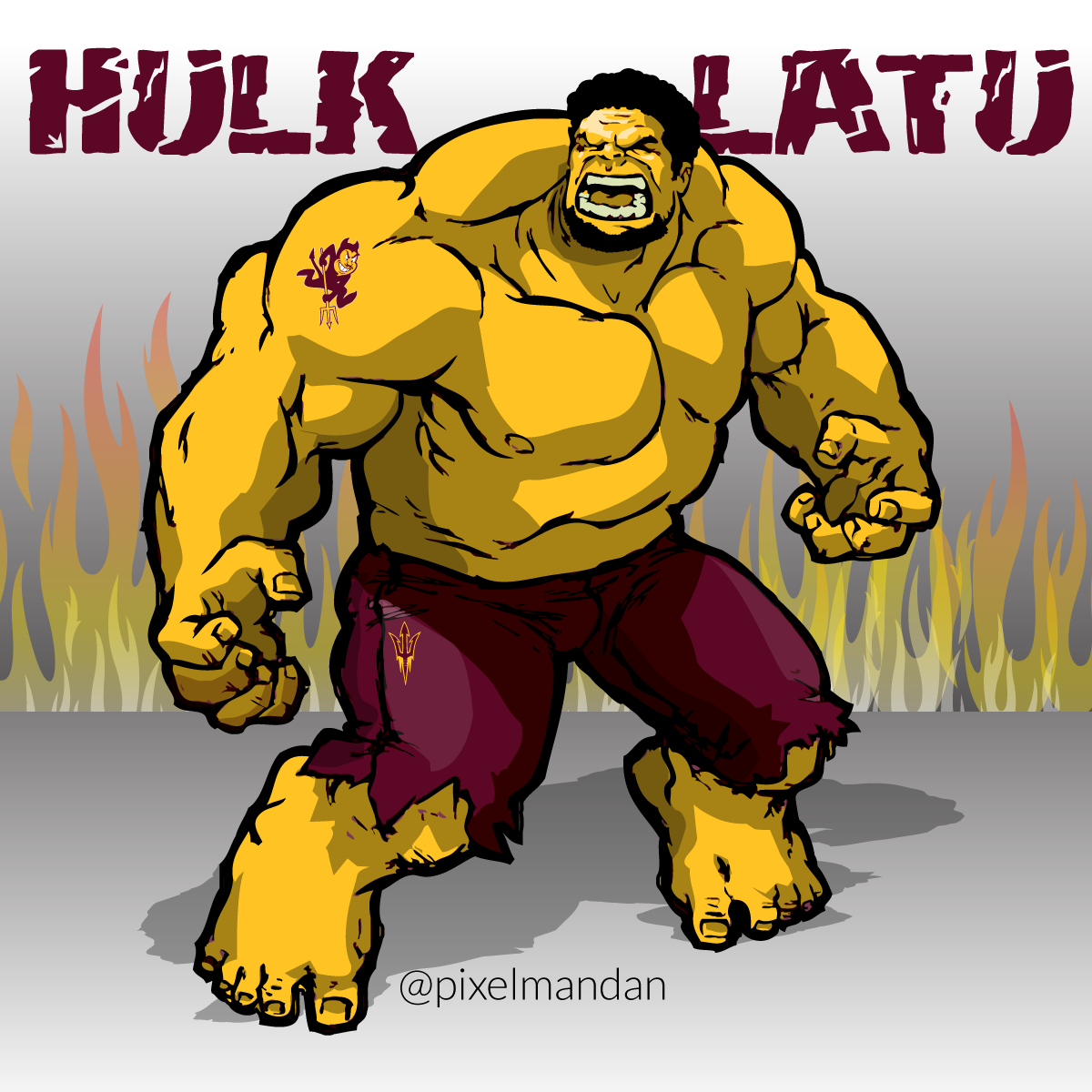 pixelmandan's tweet photo. Great work @Molatu76! 47 reps of 225! #BOOM. #HulkLatu (h/t to @JediASU for the idea) #ASU #SunDevilStrength http://t.co/Sz5glqIxTQ