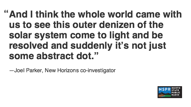 nsprnews's tweet photo. Here's The Blue Dot Report special on Pluto, with @AlanStern, @joelwmparker &amp; @PlutoPalEllie:  http://t.co/K5BcLyKcQ5 http://t.co/1x7qoRozds