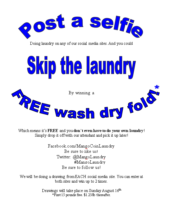 MangoLaundry's tweet photo. Post a selfie doing your laundry and you're entered to win FREE Wash Dry Fold (up to 15 lbs)! #MangoLaundry http://t.co/B1OWcqbOg8